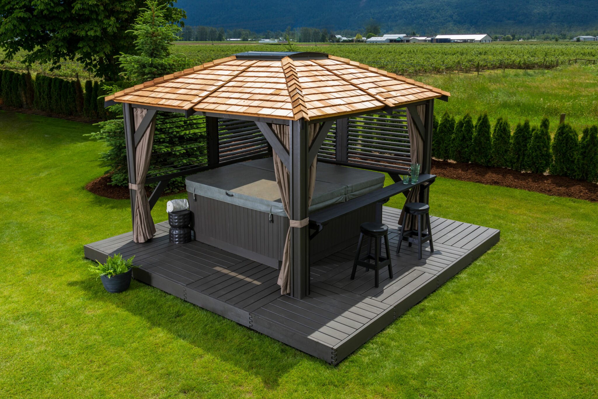 What S The Best Gazebo For A Hot Tub Plus Hot Tub Gazebo Ideas   Hot Tub Gazebo With Shutters 2048x1365 